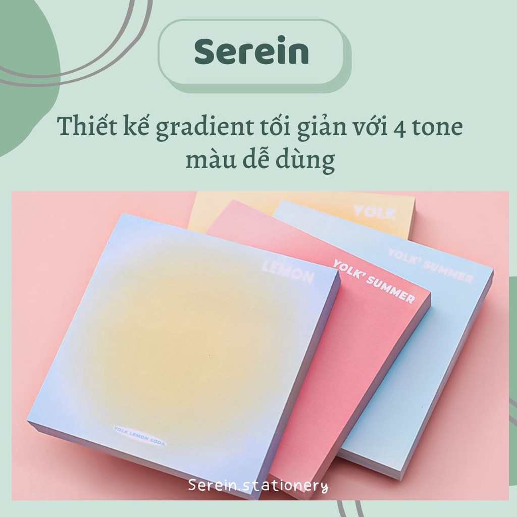 Set giấy note ombre cute SEREIN set giấy ghi chú dễ thương pastel gradient văn phòng phẩm phong cách Hàn Quốc