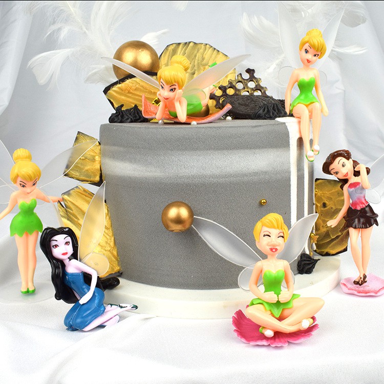 Set 6 búp bê tinker bell trang trí bánh kem, trang trí bánh sinh nhật