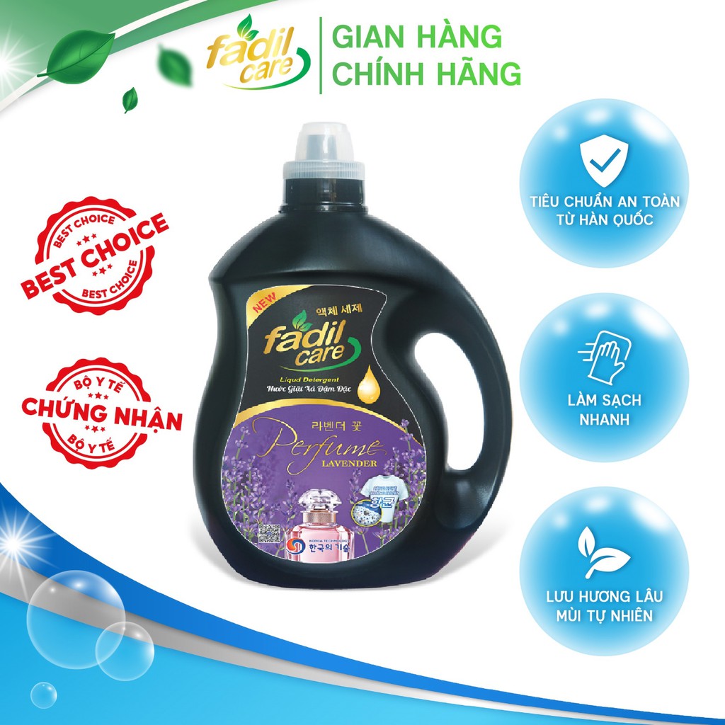 Nước giặt xả Fadil Care đa năng công nghệ Hàn Quốc, Can 3,6l hương Lavender