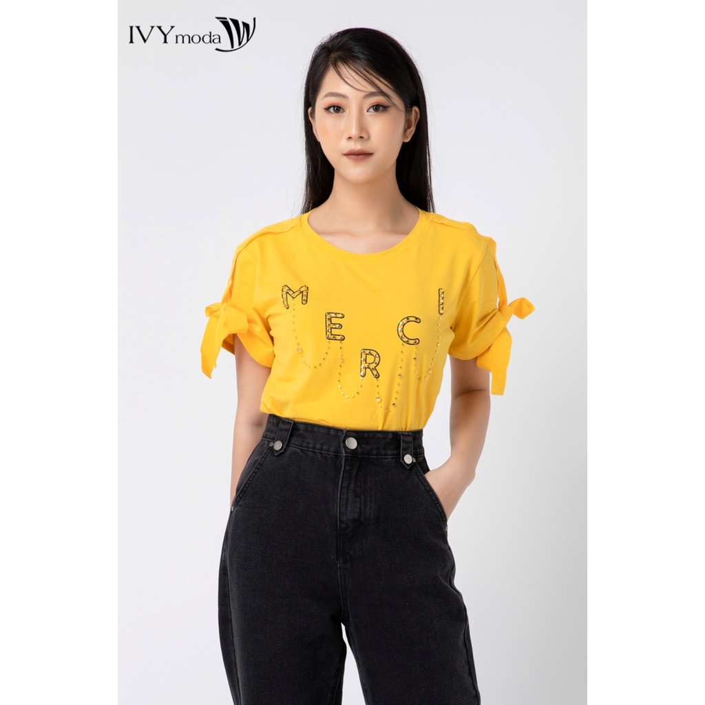 Quần jeans nữ đen ống đứng IVY moda MS 25B8844
