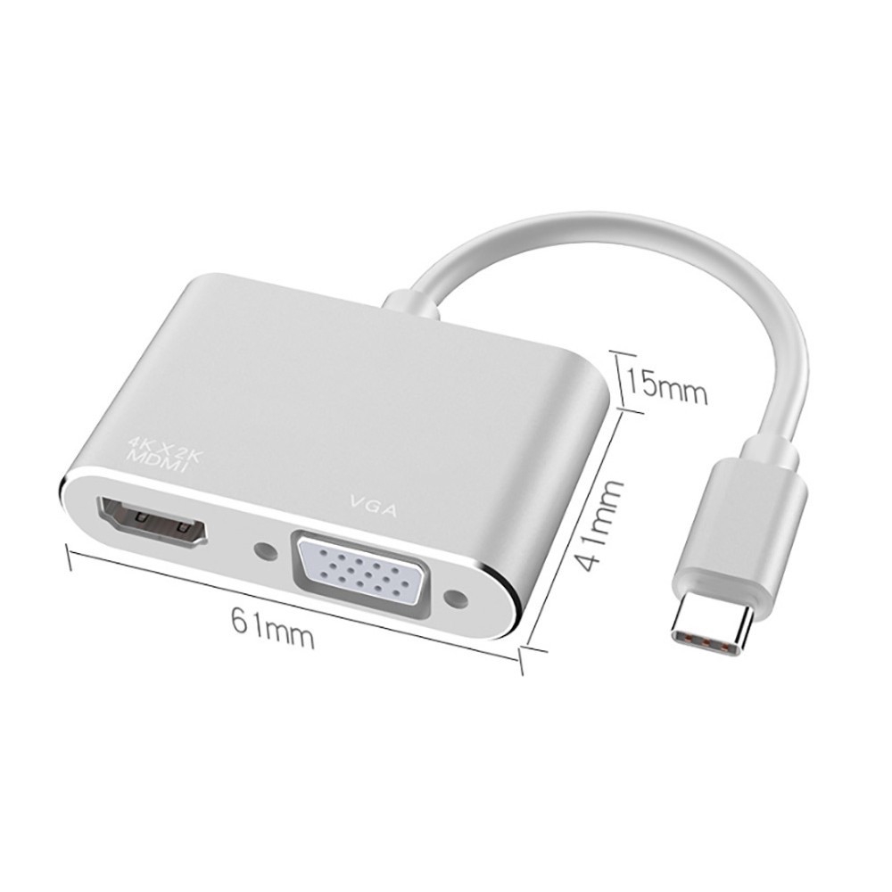 USB3.1 Type-C to HDMI Female + VGA Mother Frequency Adapter Cable for Apple / ipad pro / Samsung / Huawei USB C HDMI