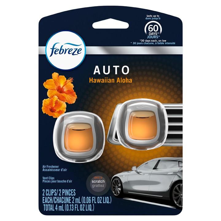 Tinh dầu thơm xe Febreze Auto Vent Clips - Hawaiian Aloha 2 x 2.2ml