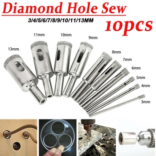 Bộ 10 mũi khoan kính kim cương 3mm-13mm