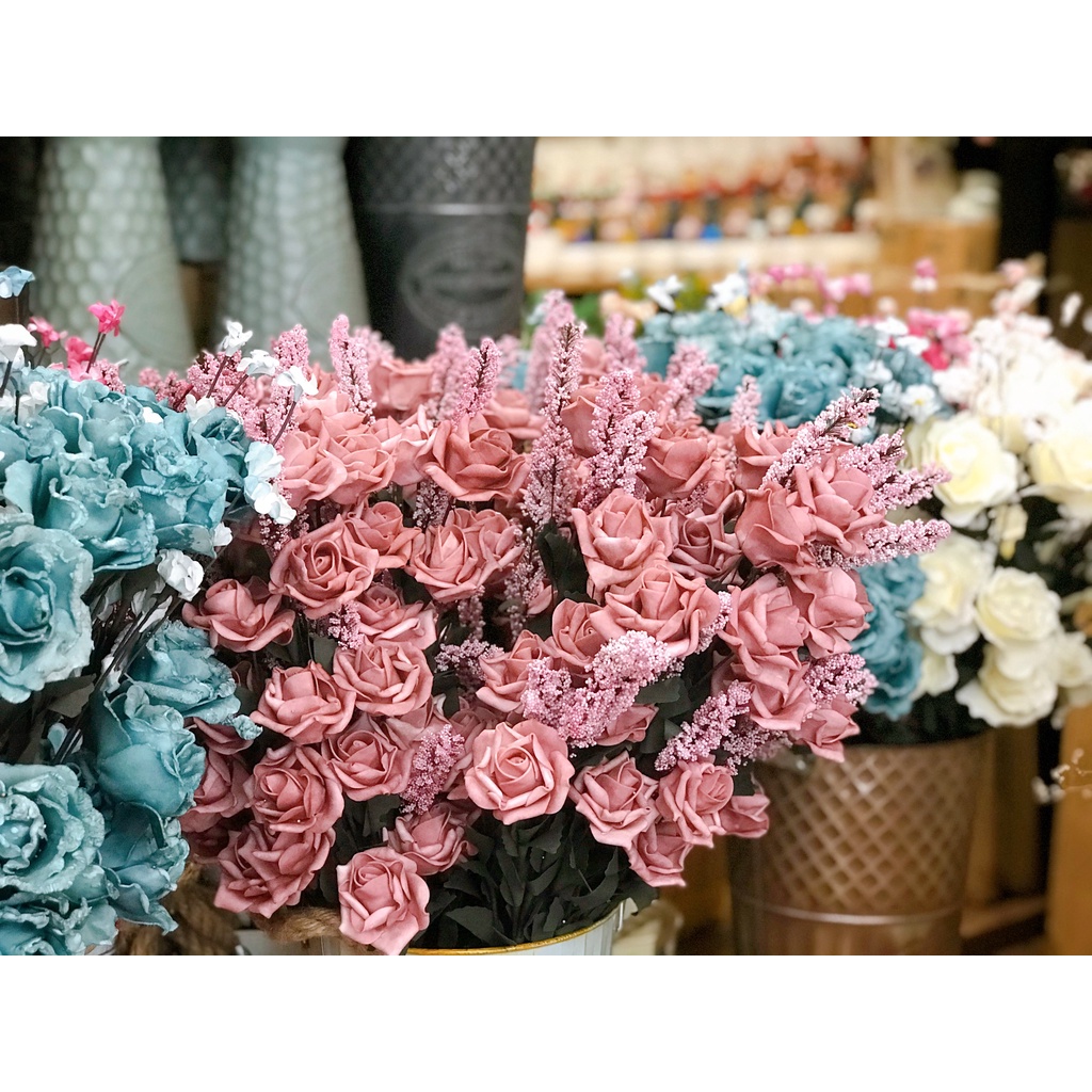 HOA HỒNG GIẢ CÀNH LỚN - TRANG TRÍ NHÀ