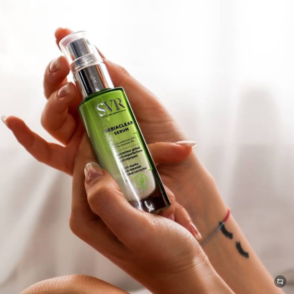 Serum chứa 14% PHA + 4% Niacinamide ngừa mụn SVR Sebiaclear Serum 30ml