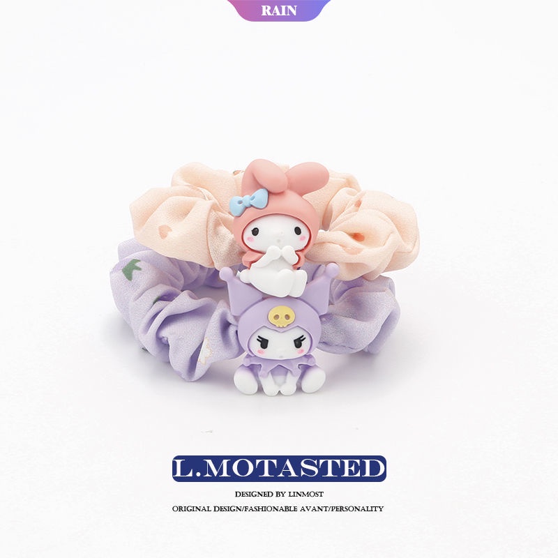 Mới Dây Buộc Tóc Co Giãn Màu Trơn Họa Tiết Sanrio Kuromi My Melody