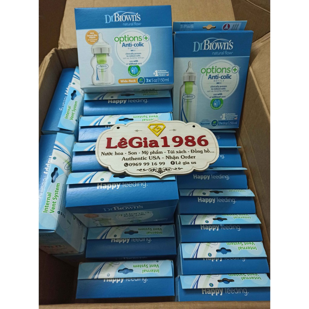 Bình sữa Dr Brown Option Plus  , option   120ml, 150ml, 250ml , 270ml - hàng USA - Tách Set