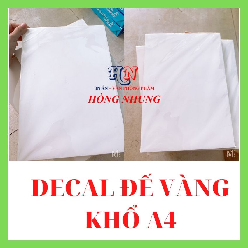 Giấy Decal A4 Đế Vàng Siêu Dính, Xấp 100 Tờ, Rẻ, Đẹp, Mặt Giấy Mịn