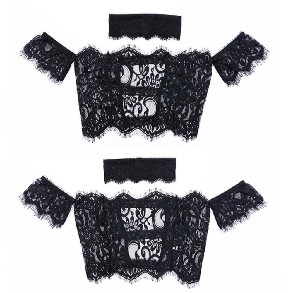 Áo croptop ren trễ vai quyến rũ cho nữ