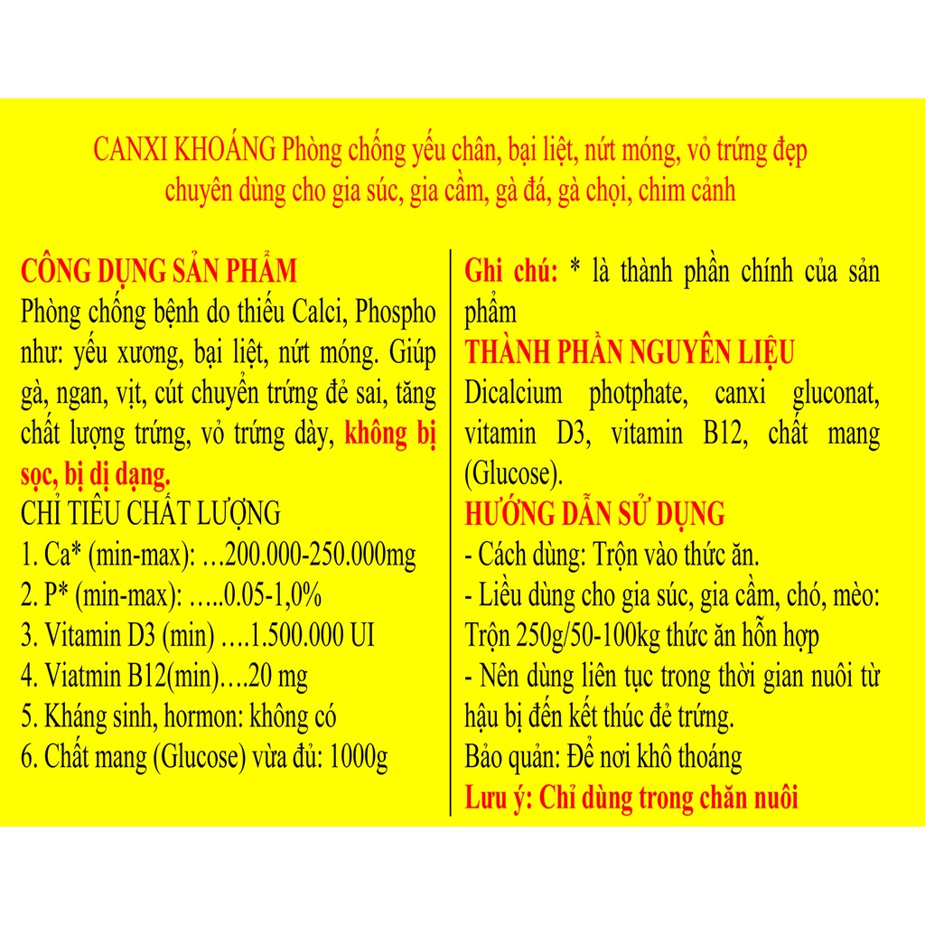 1kg CANXI KHOÁNG Phòng chống yếu chân, bại liệt