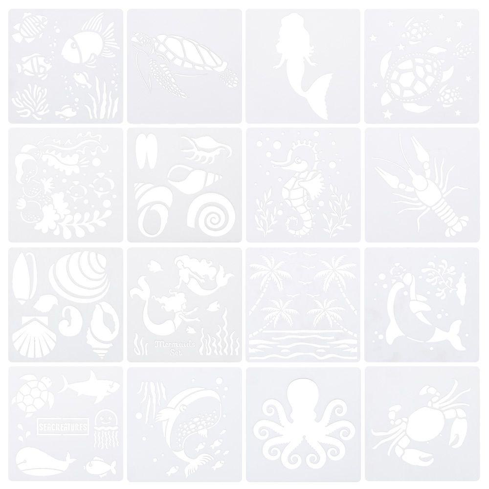 CHOOKEY Bộ 16 Khuôn Tô Màu Hình Động Vật Biển