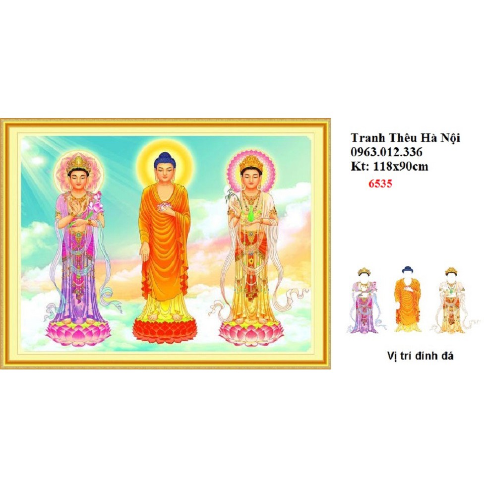 Tranh đính đá Tam thế phật DF2347-118x90cm