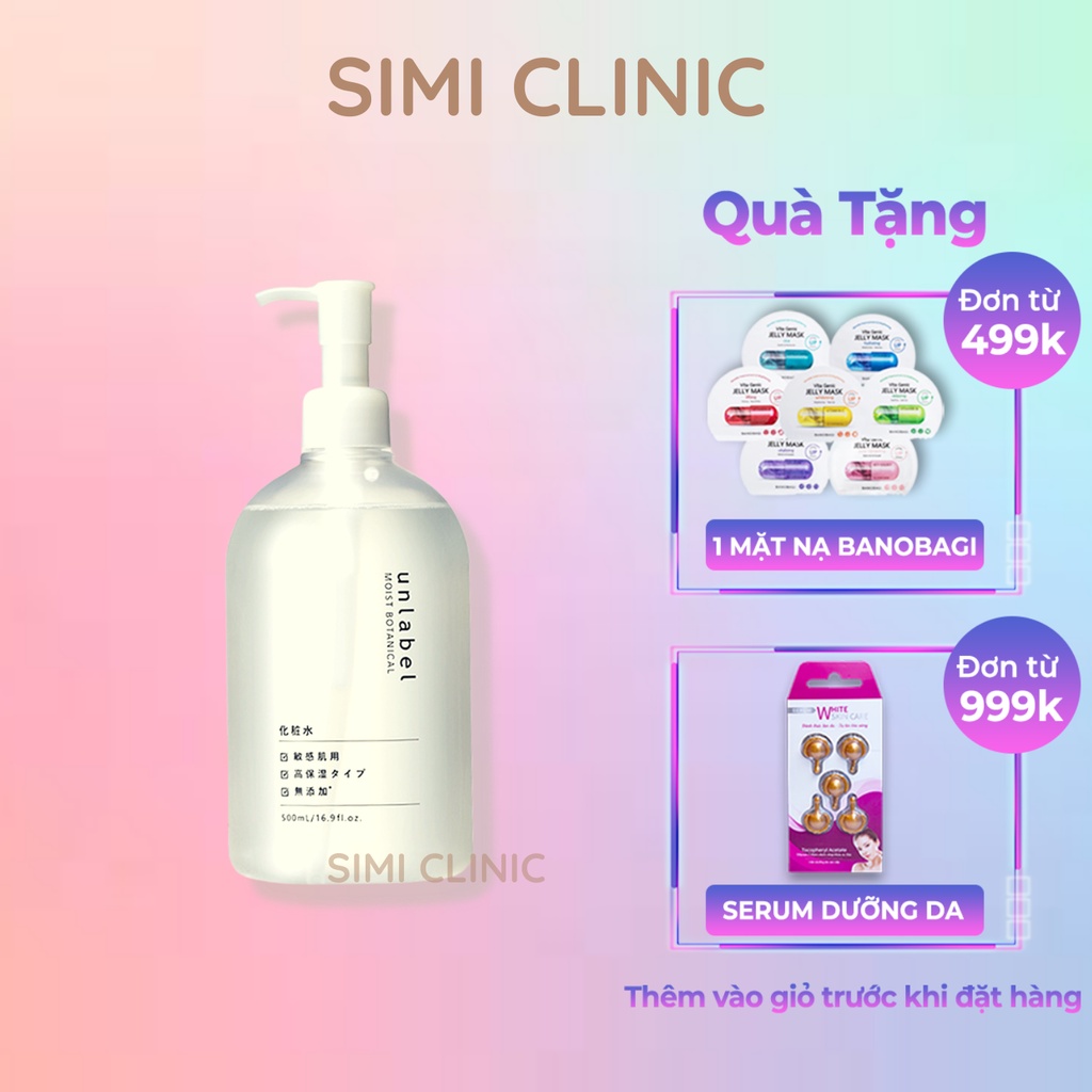 Lotion dưỡng ẩm Unlabel toner nước hoa hồng Nhật Bản chống lão hóa dưỡng cấp ẩm cân bằng da dầu khô mụn nhạy cảm 500ml