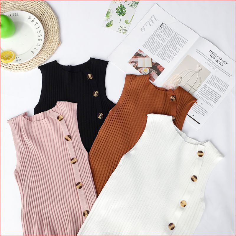 Áo croptop len cổ tròn không tay thời trang | BigBuy360 - bigbuy360.vn