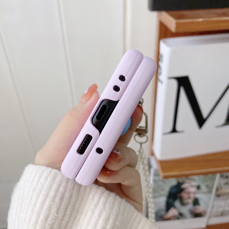 Ốp Điện Thoại Cứng Màu Macaron Hình Trái Tim 3D Chống Rơi Vỡ Cho Samsung Galaxy Z Flip 3