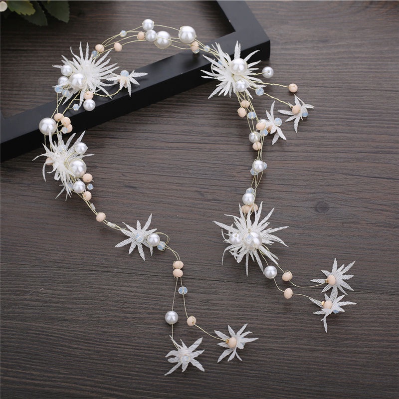 Bộ Băng Đô Cài Tóc + Bông Tai Đính Hoa Và Cánh Bướm Handmade Cho Cô Dâu