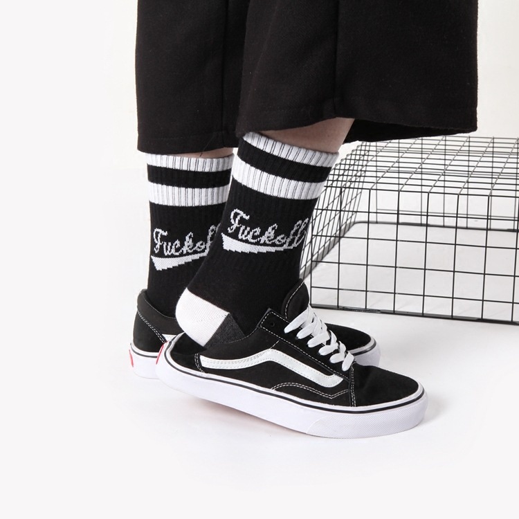 Vớ thể thao WAFNHA D91 in họa tiết chữ cái phong cách Hàn Quốc thời trang dành cho cặp đôi