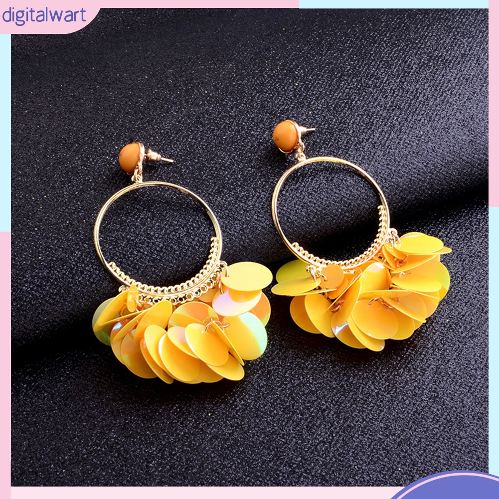 Đôi Khuyên Tai Tua Rua Vảy Kim Loại Phong Cách Bô-Hem Cho Nữ