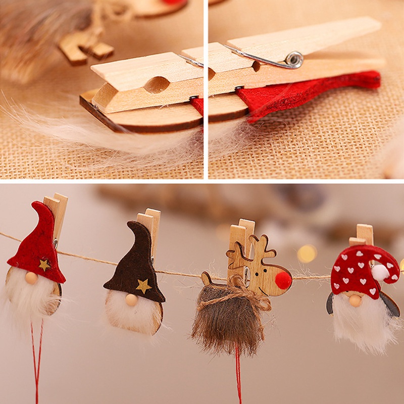 Christmas Doll Wooden Clip Merry Christmas Ornaments Christmas Decor for Home Noel Navidad