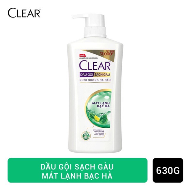 Dầu Gội Clear 630ml Bạc Hà