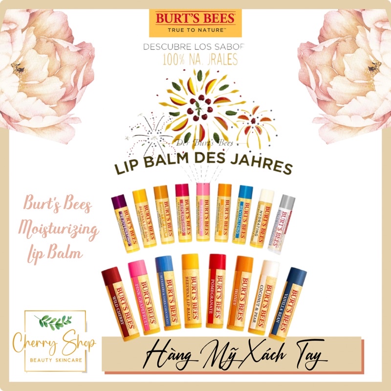 [Hàng USA] Son dưỡng không màu Burt's Bees Moisturizing Lip Balm (thỏi 4.25g)