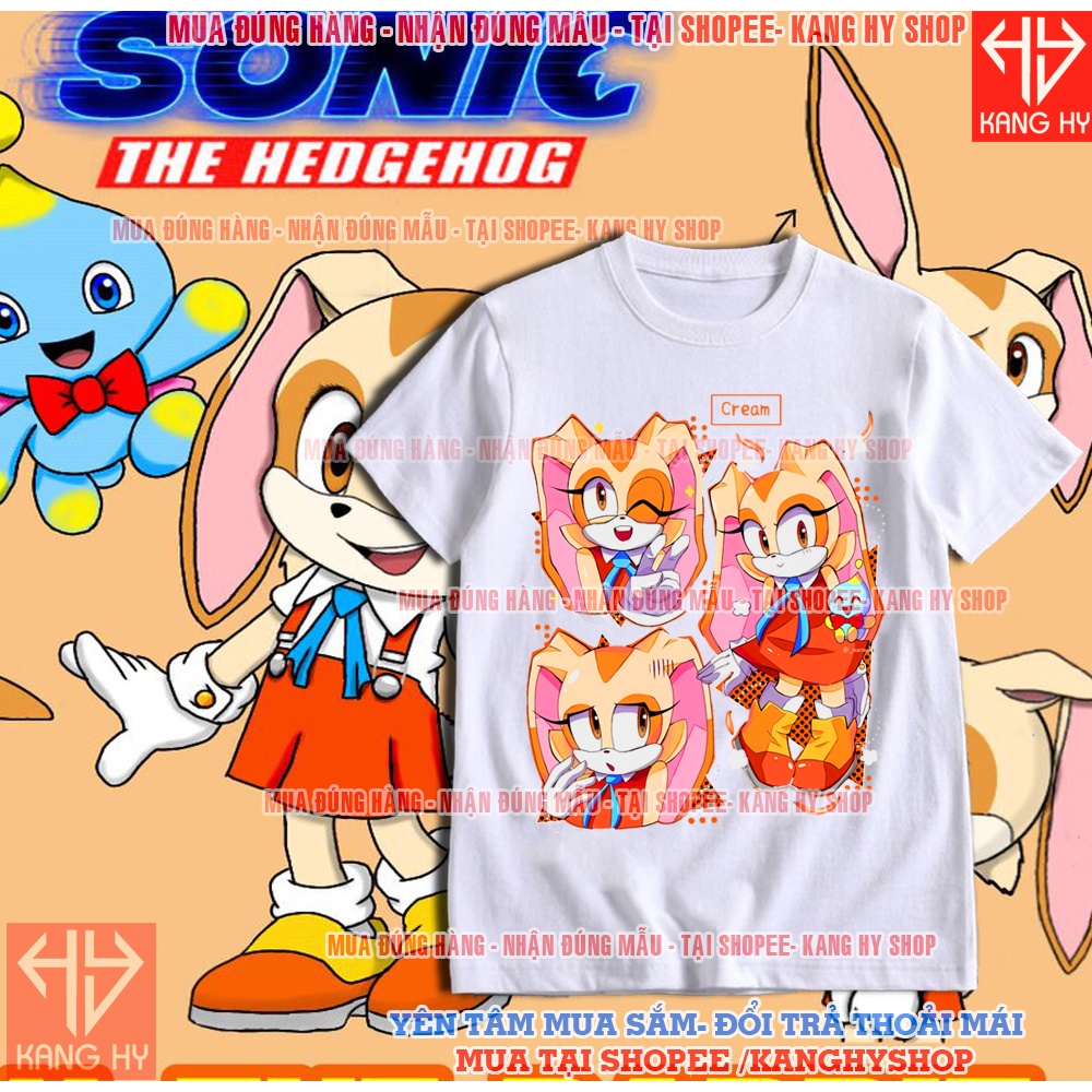 Áo Thun Nhân Vật Nhím Sonic Shadow babysits Cream Vải Mềm Mát F305