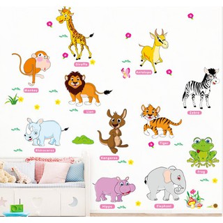 Decal dán tường thú rừng tiếng anh freship 99k