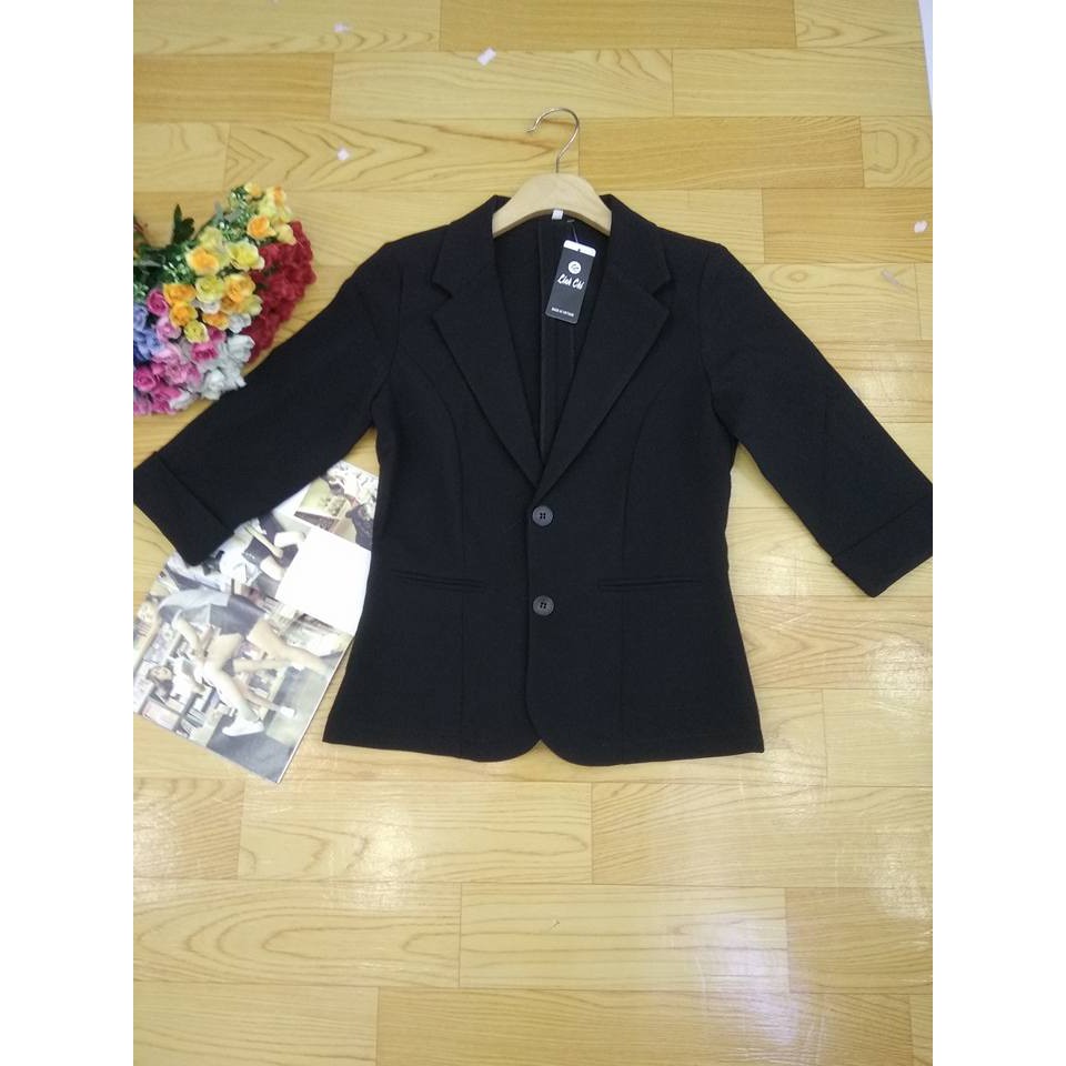 Áo vest đen công sở nữ tay lỡ cao cấp Linh Chi TL16, form đẹp, chuẩn | BigBuy360 - bigbuy360.vn