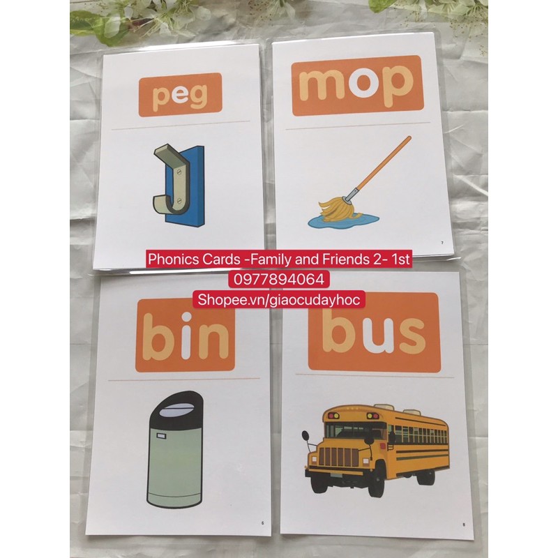 Thẻ phonics Family and Friends 2- 1st -56 thẻ ép plastics bền đẹp