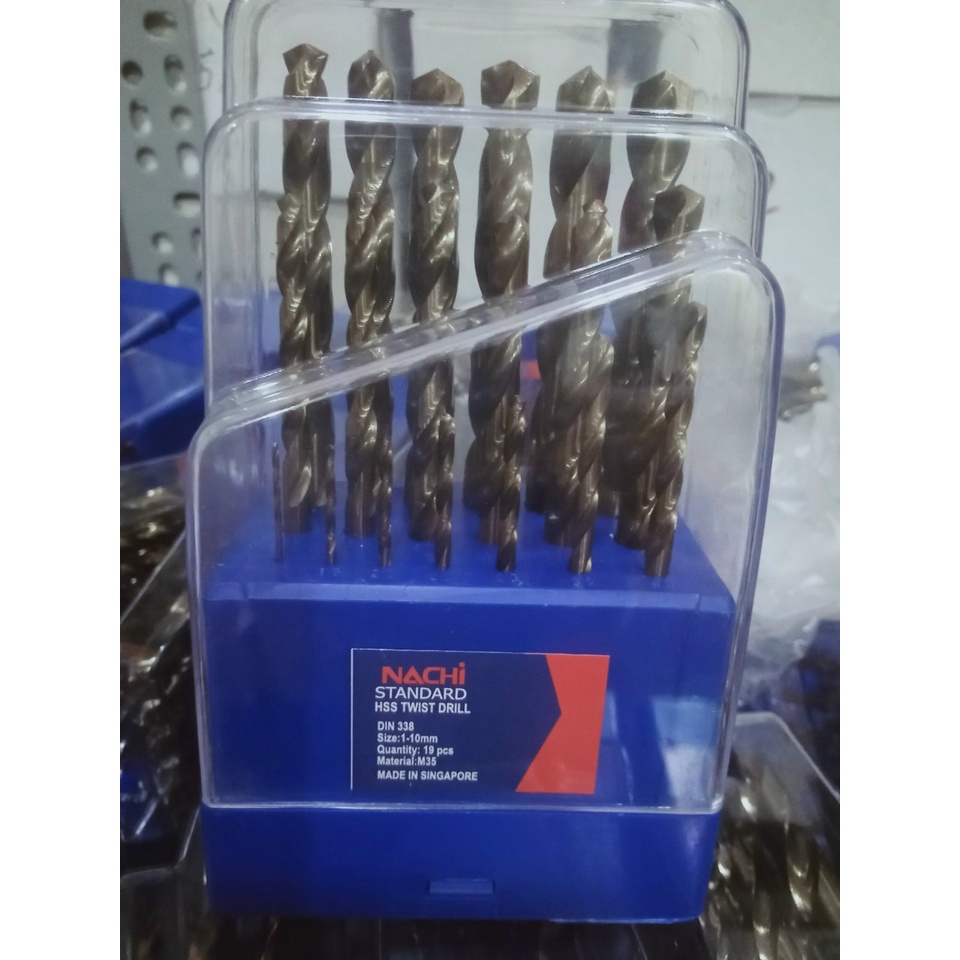 Hộp mũi khoan inox Nachi (D1 - D10) 19 mũi. Khoan inox, thép, đồng, nhôm, gỗ.