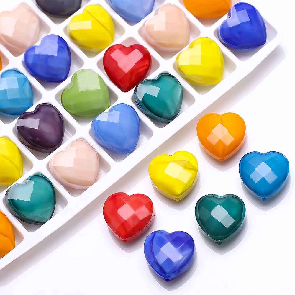 Set 10 Mặt Dây Chuyền Hình Trái Tim Bằng Kính 16mm Nhiều Màu Sắc