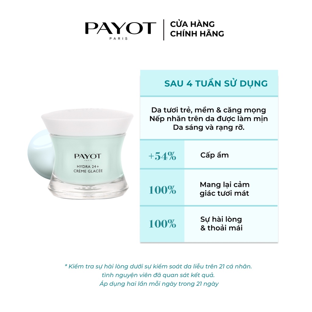 Kem dưỡng cấp ẩm chuyên sâu bảo vệ da và cho da căng bóng PAYOT HYDRA 24 + CREME GLACEE PLUMPING MOISTURISING CARE 50ml