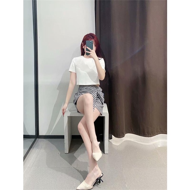 Quần giả váy chữ a vải kẻ thô Xoắn Nơ siêu xinh YUKAGO SL185