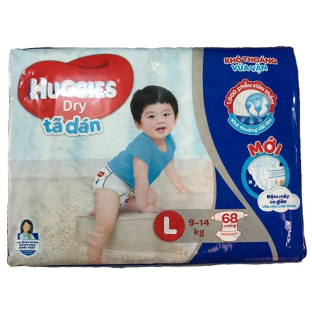 Tã dán Huggies mẫu mới size M76/L68 miếng.