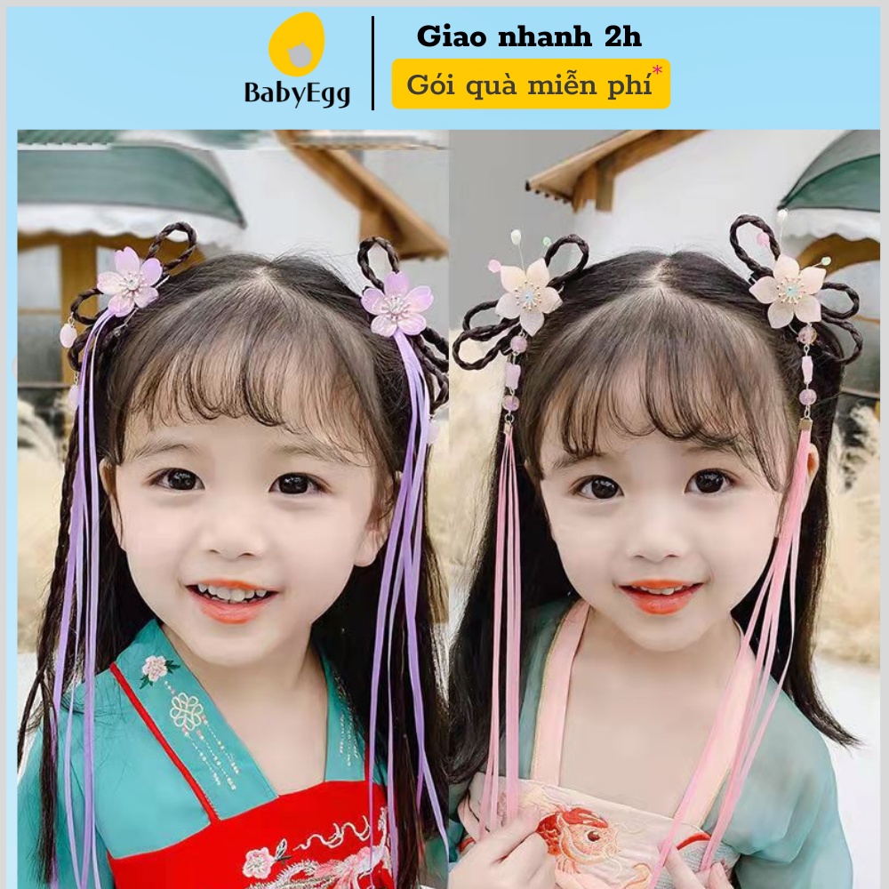 Cặp tóc trung thu cổ trang đáng yêu cho bé kẹp tóc có kèm bím tóc giả bé gái 1 2 3 4 5 6 7 8 9 tuổi babyegg