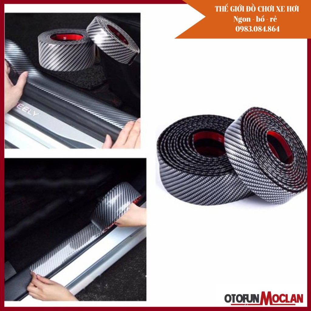 Cuộn nẹp cao su vân Carbon 5D dán chống trầy cốp xe, bậc bước chân Ô tô, xe hơi - dài 1m