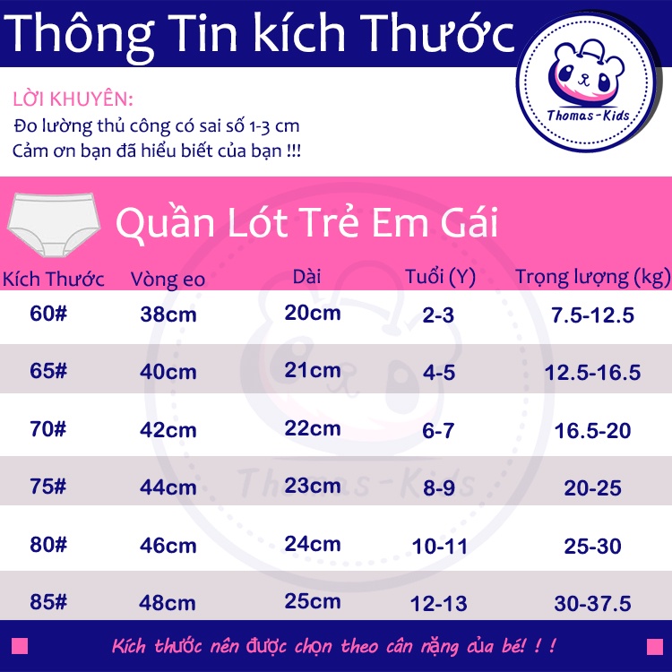 Quần lót Cotton thoáng khí cho bé gái 3-12 tuổi B146