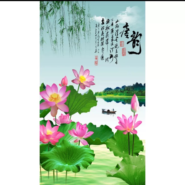 Tranh dán tường hoa sen 60x100 cm