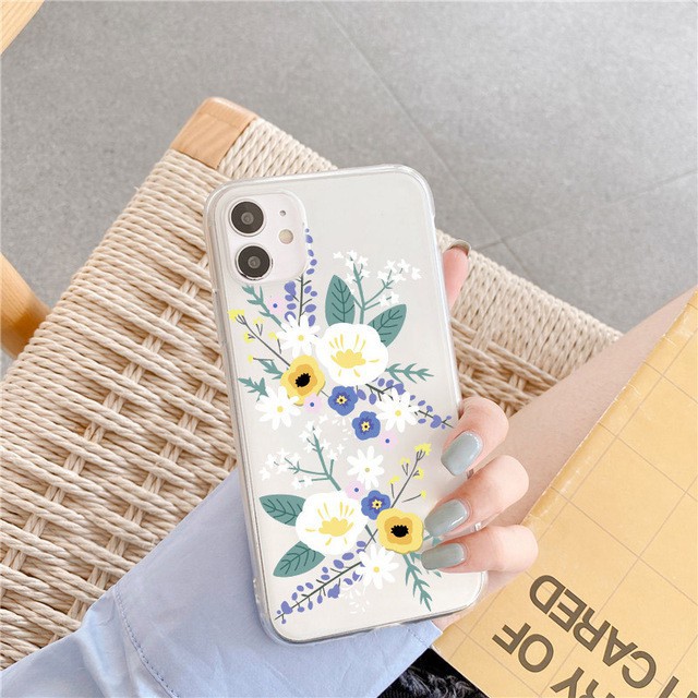 Ốp lưng iphone trong ốp điện thoại iphone hình hoa cho IPhone 11/11Pro/11pro Max X XR XS XS MAX /6 7 8 Plus SE t27