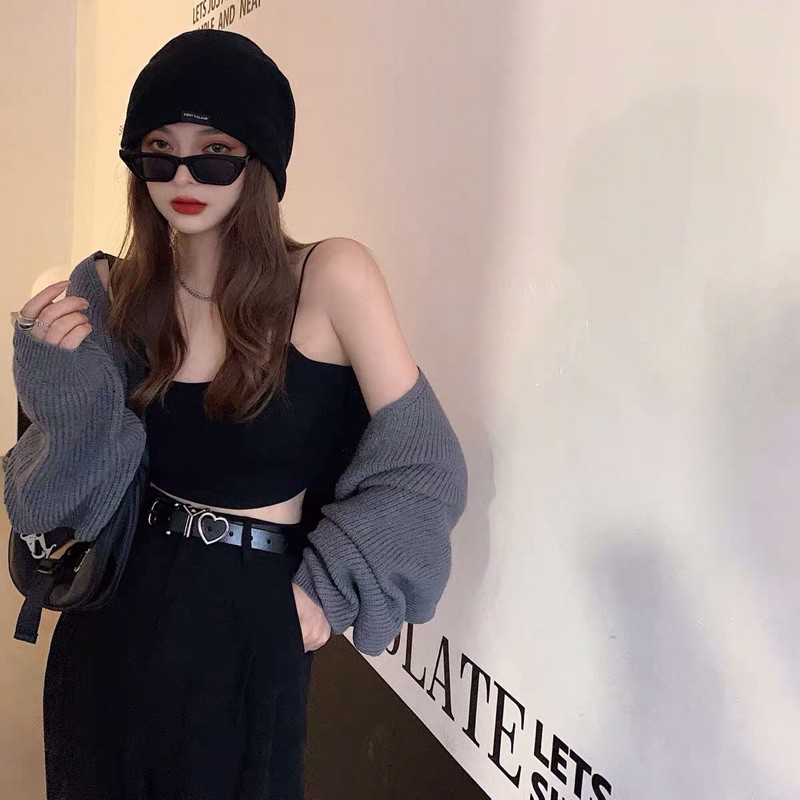 [SẴN-TÁCH SET] Set áo khoác len croptop nhiều màu + áo 2 dây Ulzzang siêu chất ❤️ | BigBuy360 - bigbuy360.vn