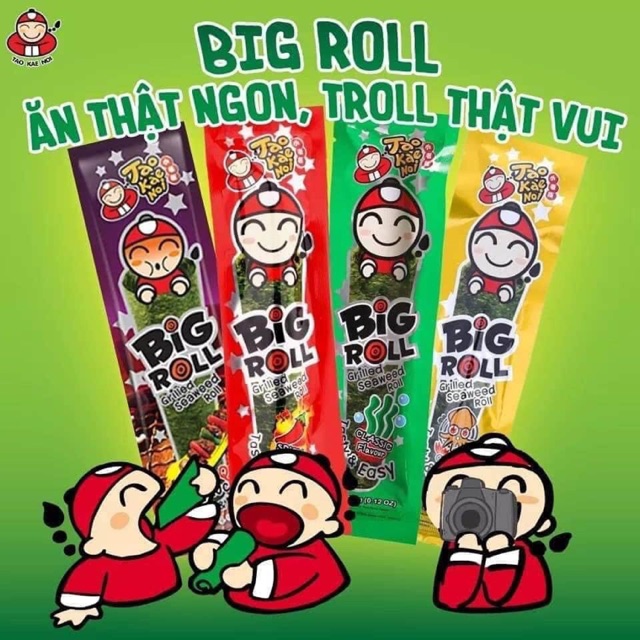 [ 1 Hộp 6 gói ] Snack Rong Biển Cuộn Big Roll Ăn Liền Thái Lan