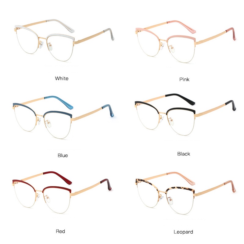 Kính Mát Mắt Mèo Gọng Kim Loại Chống Ánh Sáng Xanh Thời Trang Phương Tây Cho Nữ