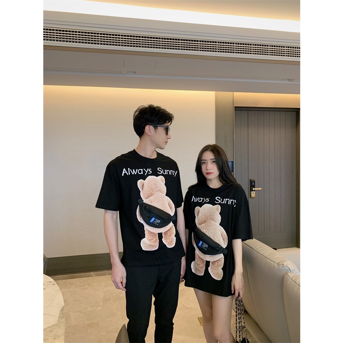 Áo thun tay lỡ nam nữ - áo phông nam nữ unisex form rộng mẫu Gấu Always Sunny Hot chất 100% cotton mềm mịn thấm hút