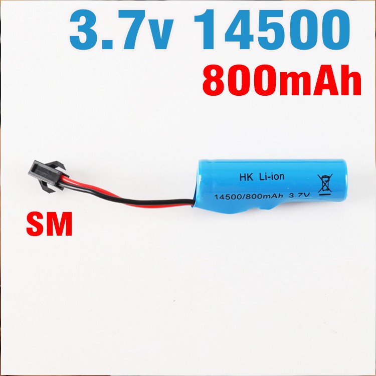 Pin sạc 3.7v 14500 dung lượng cao 800mAh cho xe điều khiển cổng nối SM