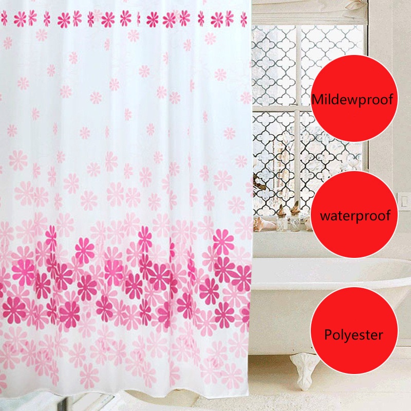 Polyester flower pattern waterproof mildew-proof shower curtain