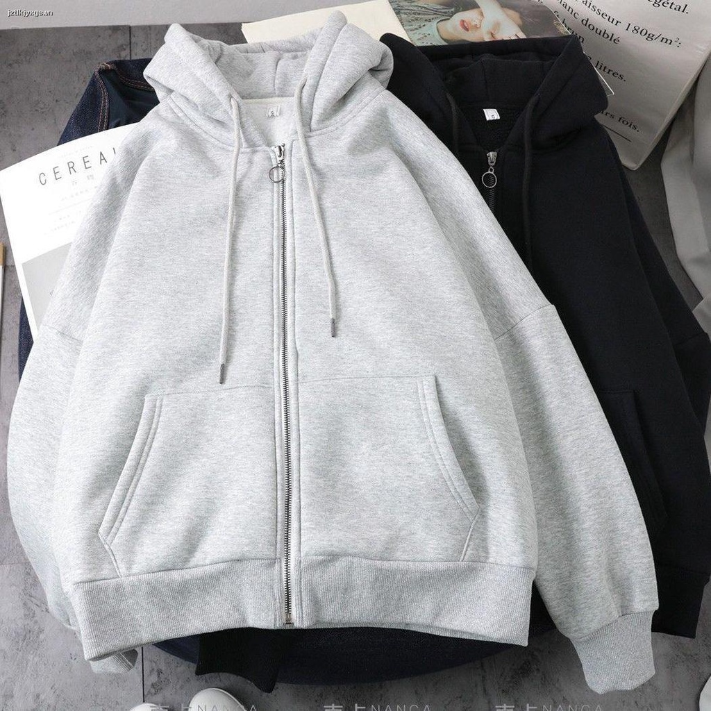 Áo hoodie nhung dày dáng rộng in hoạt hình kiểu Hàn Quốc thời trang thu đông 2021