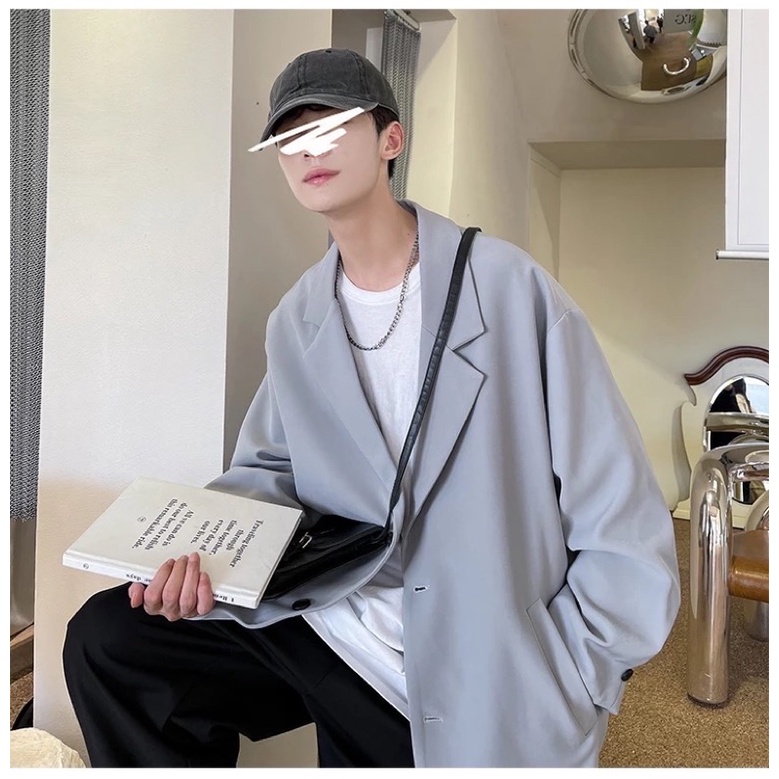 Áo Khoác Blazer Nam Nữ Form Rộng Dài Tay Thời Trang Unisex Basic Cổ Vest ,Phong Cách Hàn Quốc