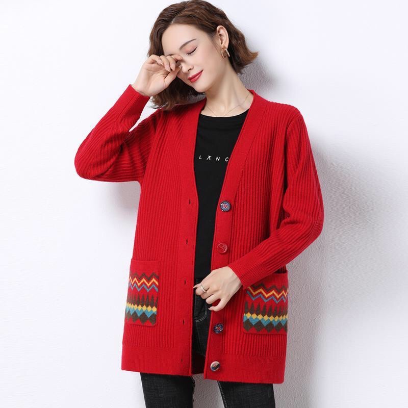 Áo len trung niên _ áo khoác len nữ trung niên tặng bà tặng mẹ