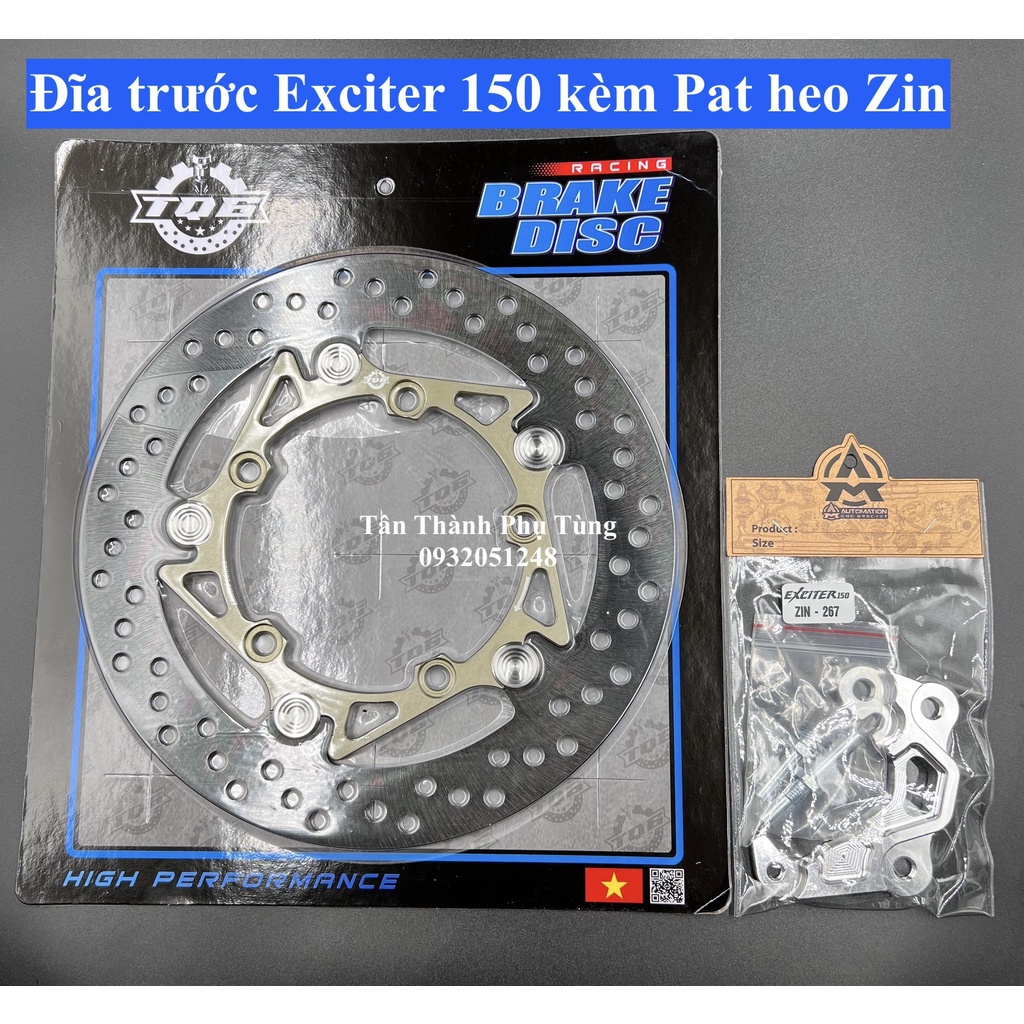 Đĩa trước Exciter 150 5 lỗ 260mm -TQ6 khoen inox kèm pat heo Dochoixe