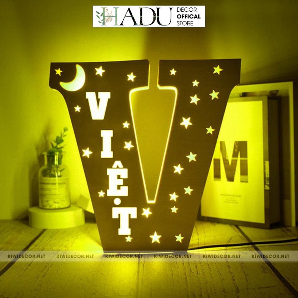 Đèn Led Gỗ Trăng Sao Vintage, Đồ Decor Trang Trí Làm Quà Sinh Nhật, Kỷ Niệm Độc Đáo - HaduDecor